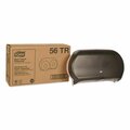 Tork Tork Twin Jumbo Toilet Paper Roll Dispenser Smoke T22, Refill Indicator Window, 56TR 56TR